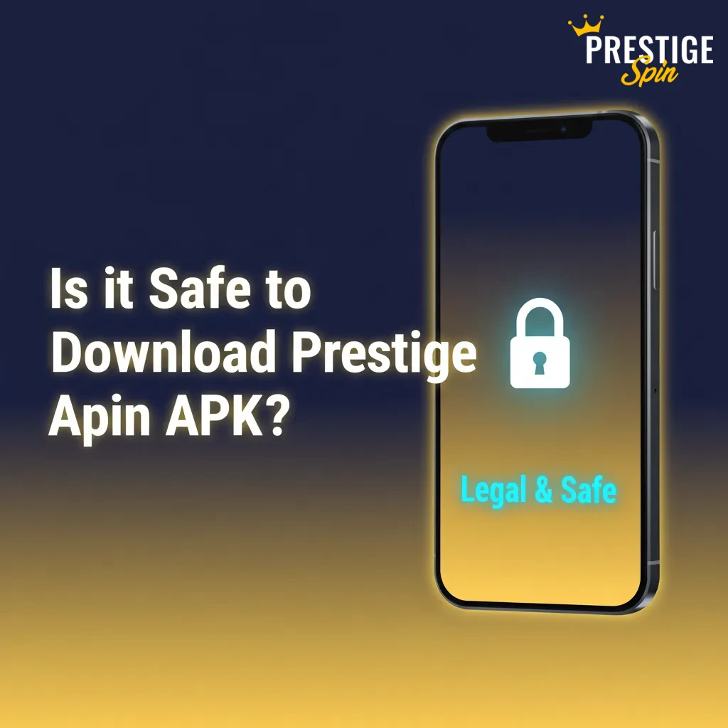 Smartphone with Prestige Spin app, padlock and shield, indicating licensed, encrypted, end-to-end secure betting.