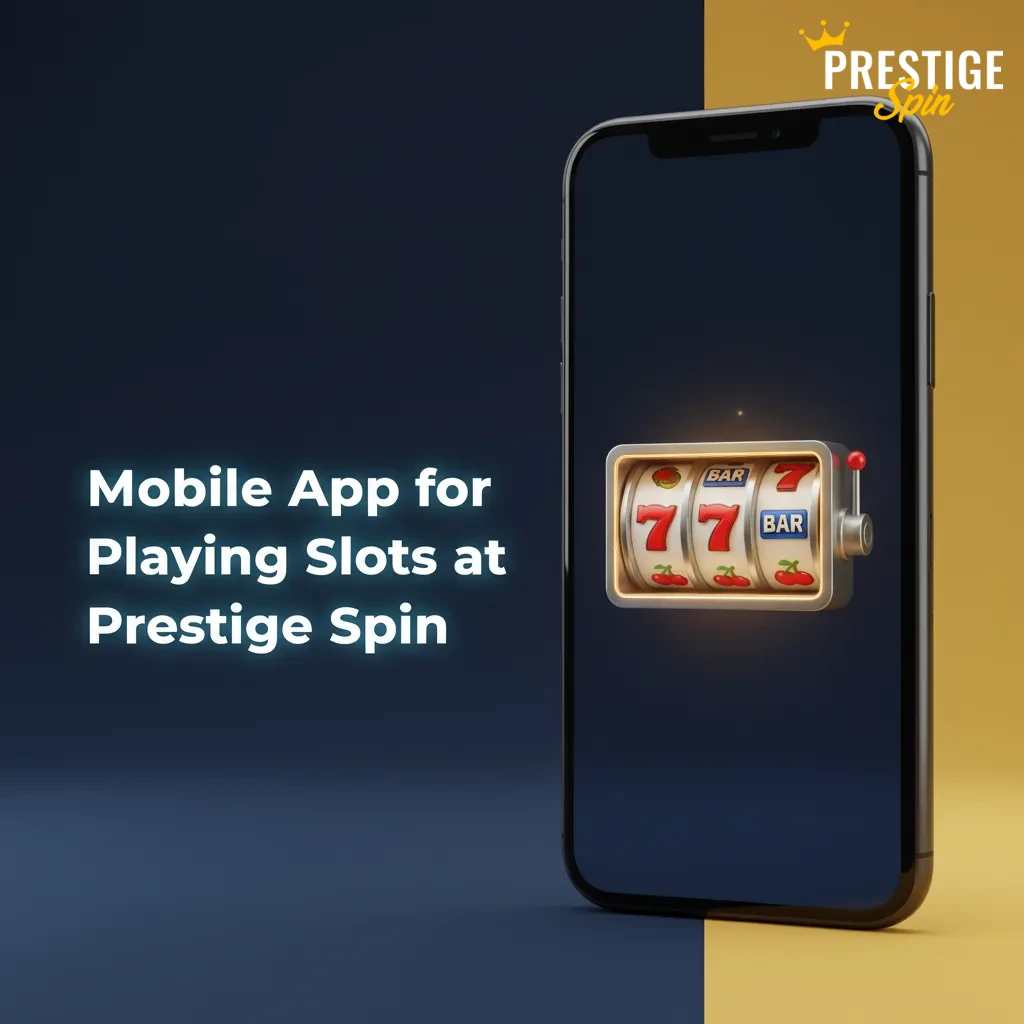 Prestige Spin mobile app showing slot lobby with filters, one-handed layout, and secure payment icons on a smartphone.