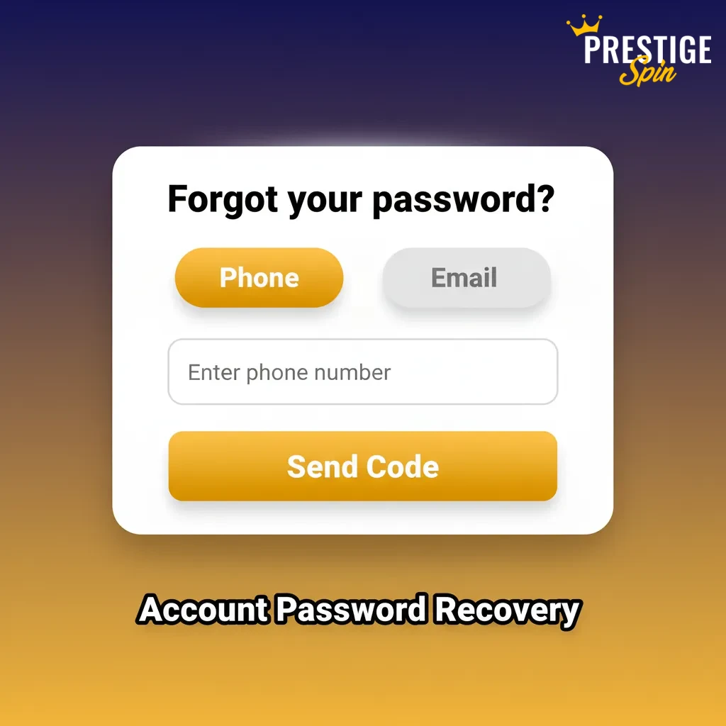 Illustration of forgot password screen with steps to reset using email or SMS code after entering email or phone.