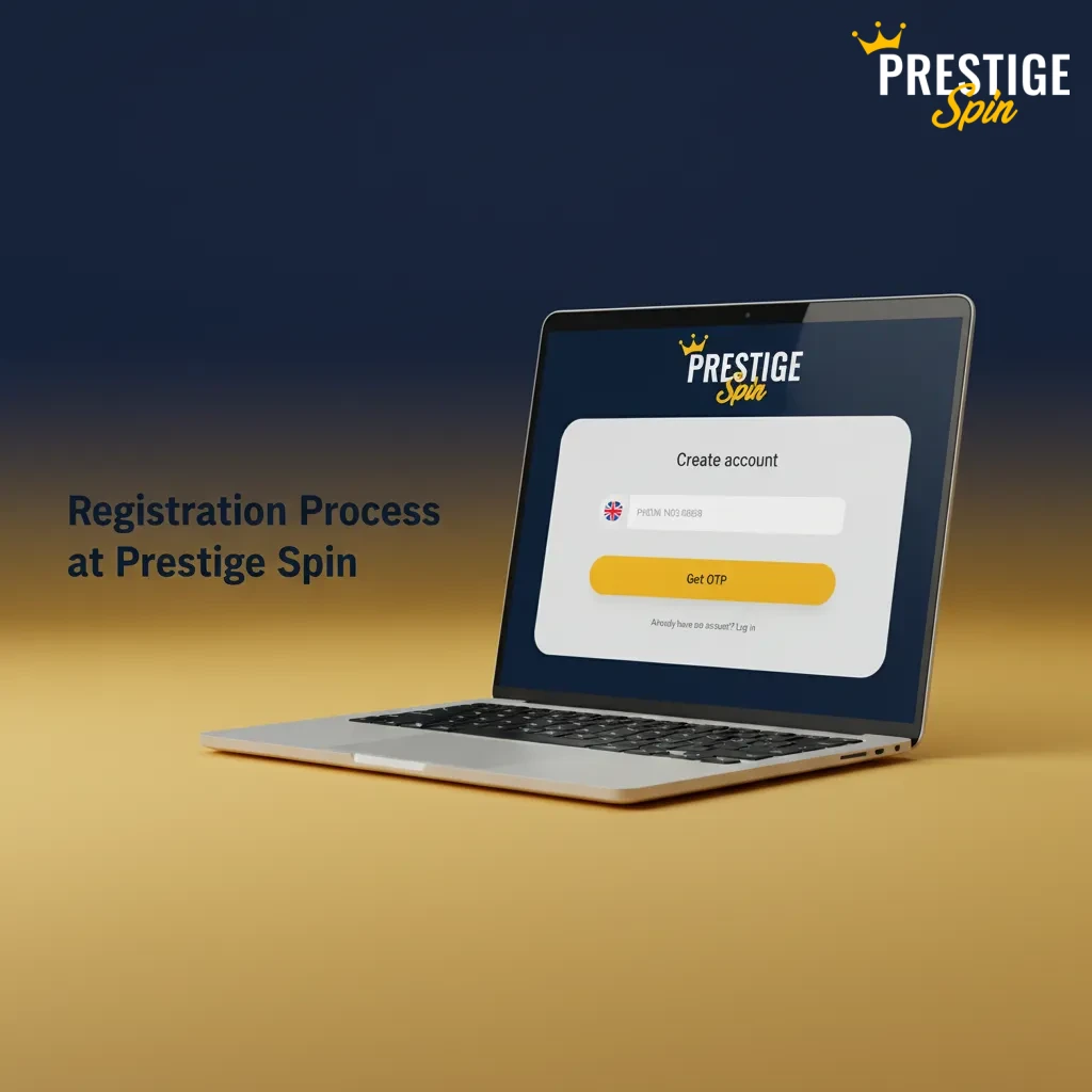 Prestige Spin registration steps: click sign-up, choose email or mobile, enter details, set password, verify by email or SMS.