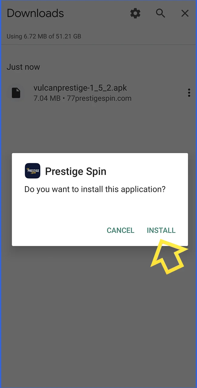 Complete your app setup on the Prestige Spin website United Kingdom.