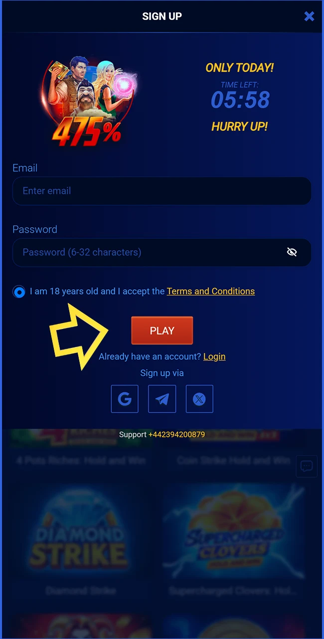 Register your new player account on the Prestige Spin website United Kingdom.