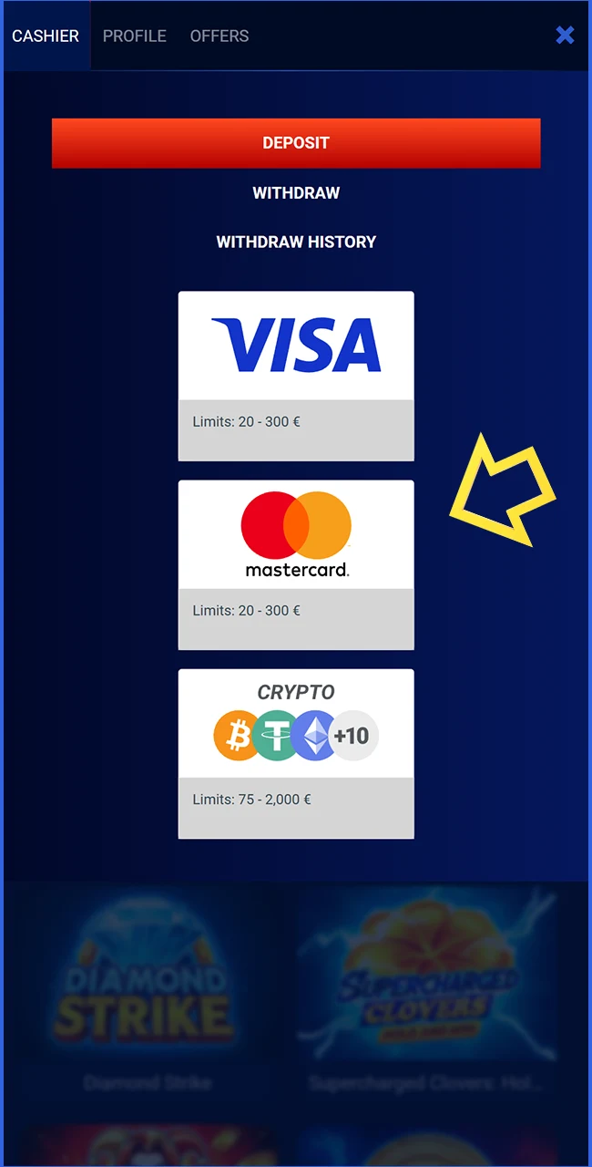 Add funds for live tables on the official Prestige Spin website.