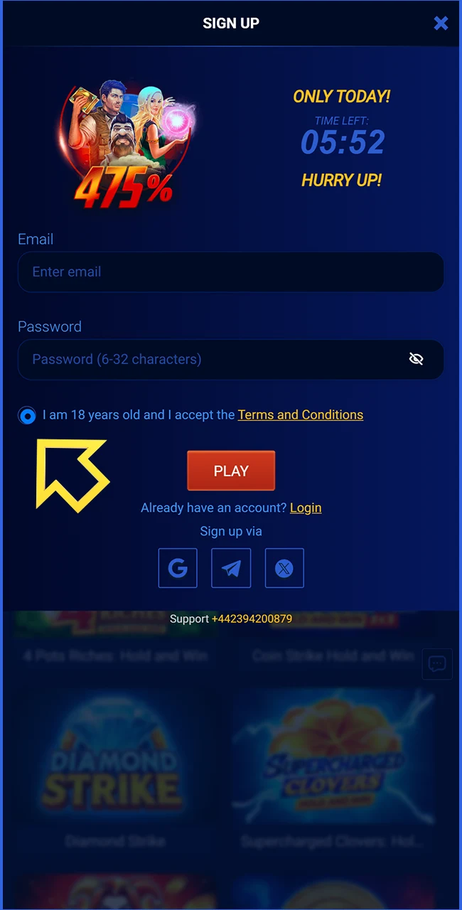 Confirm your legal age on the Prestige Spin website United Kingdom.