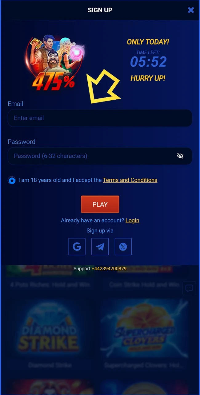 Provide your account information on the official Prestige Spin website right now.