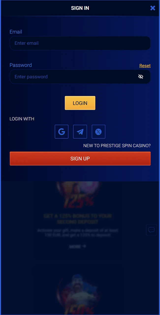 Secure your account login on the Prestige Spin website United Kingdom today.