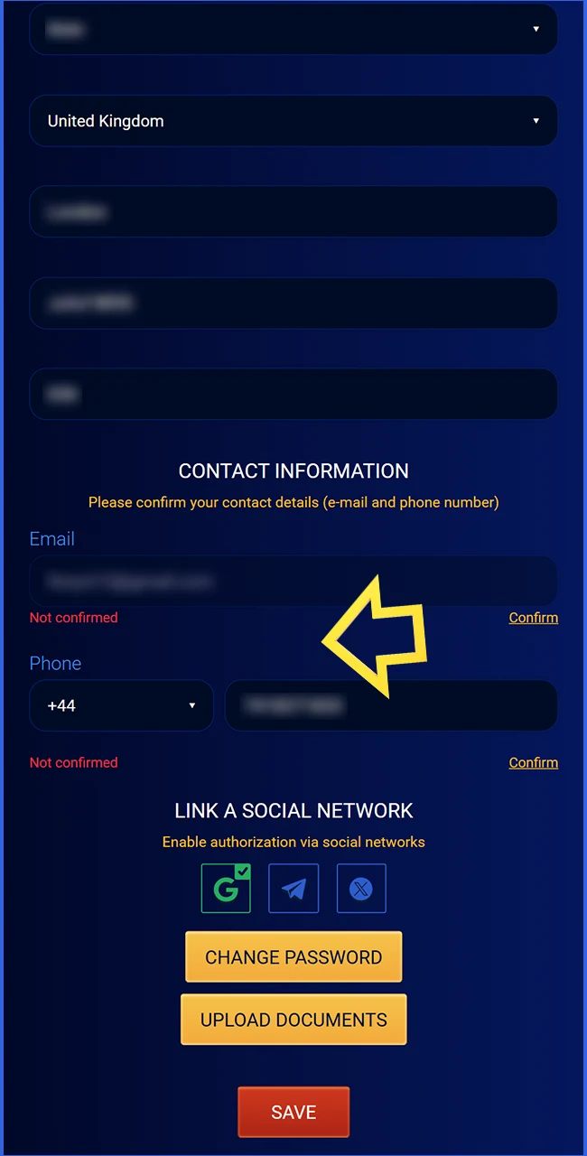 Verify your email and phone on the official Prestige Spin website now.