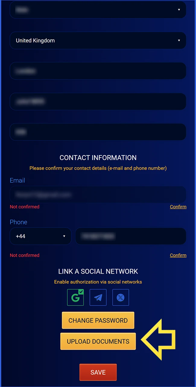 Collect your ID for verification on the Prestige Spin website United Kingdom.