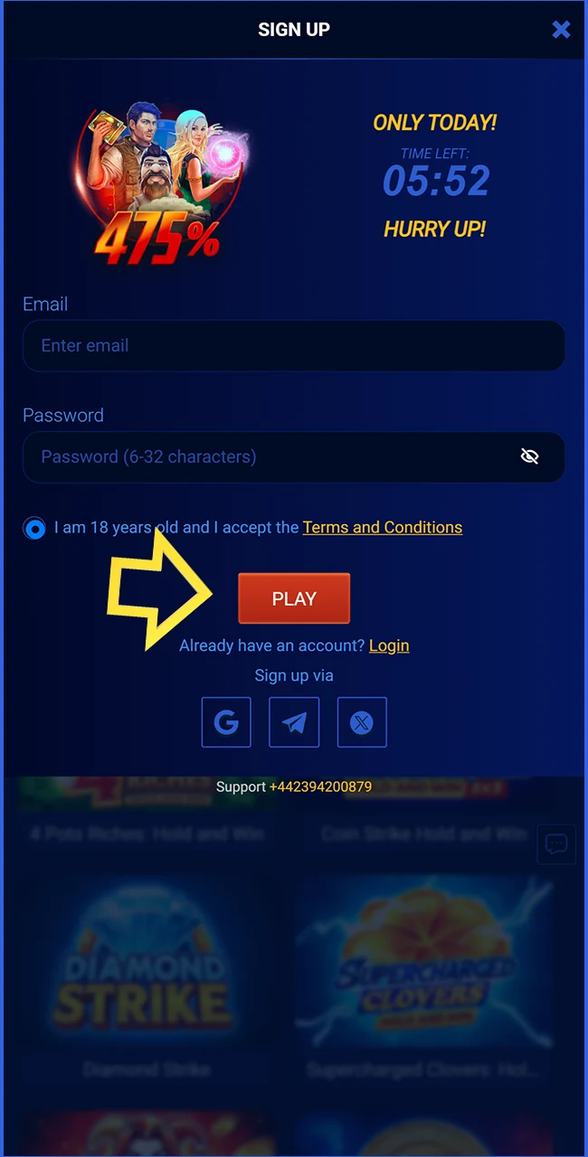 Create your gaming account on the Prestige Spin website United Kingdom.